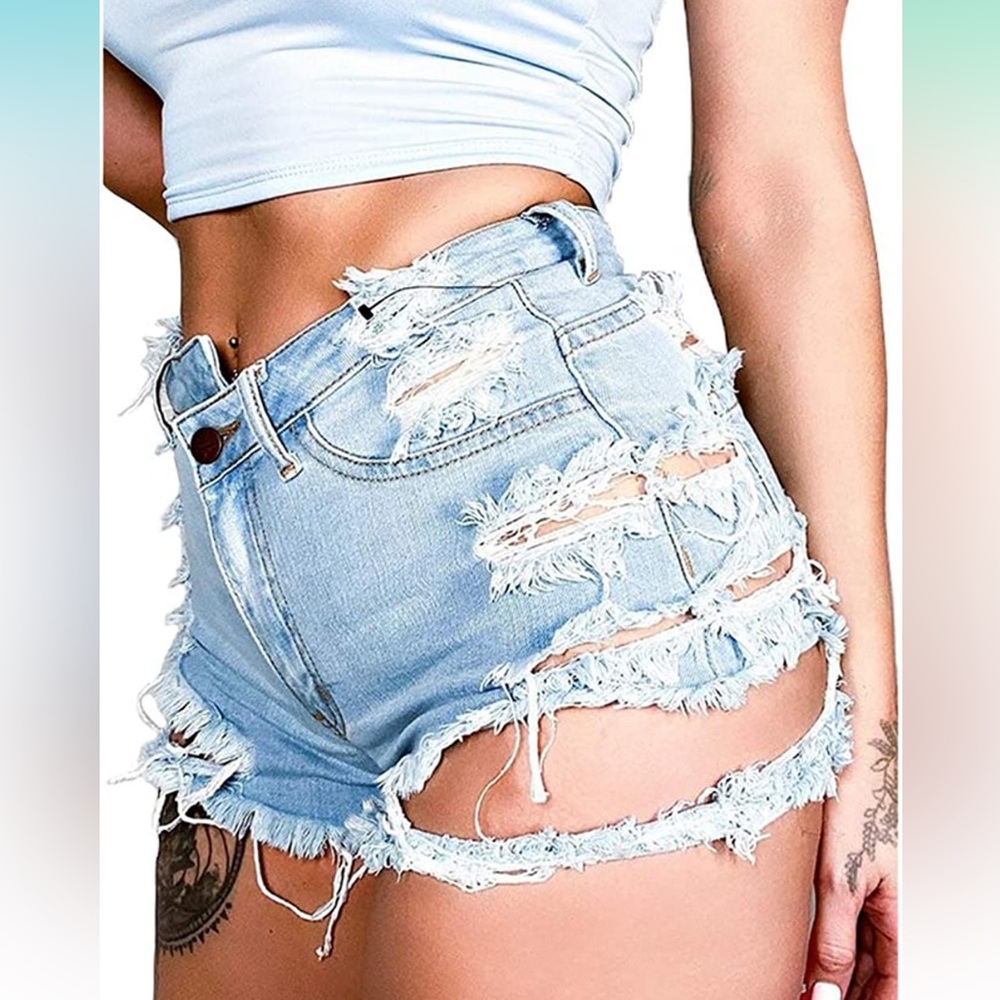 Ripped Jean Shorts